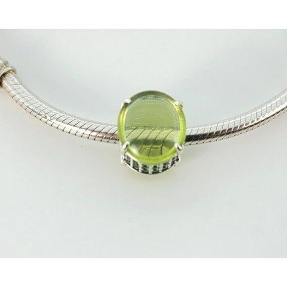 New Pandora Sterling Silver Green Oval Cabochon Charm 99309C02 - Picture 4 of 5
